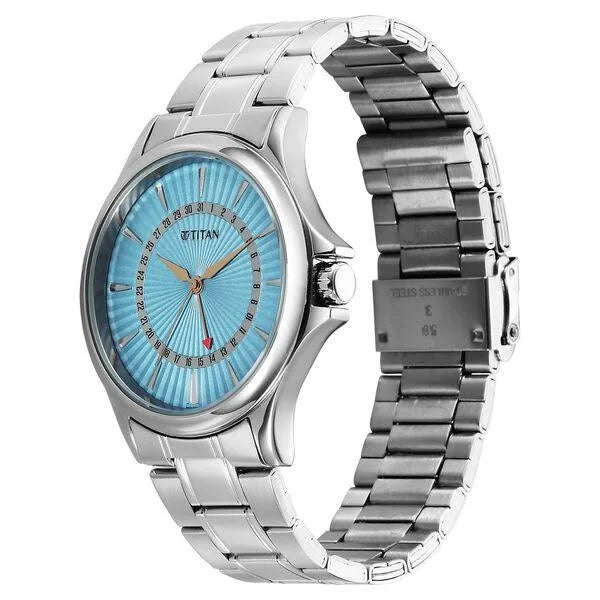 Titan Karishma Quartz Analog with Date Blue Dial Watch For Men 10038SM01