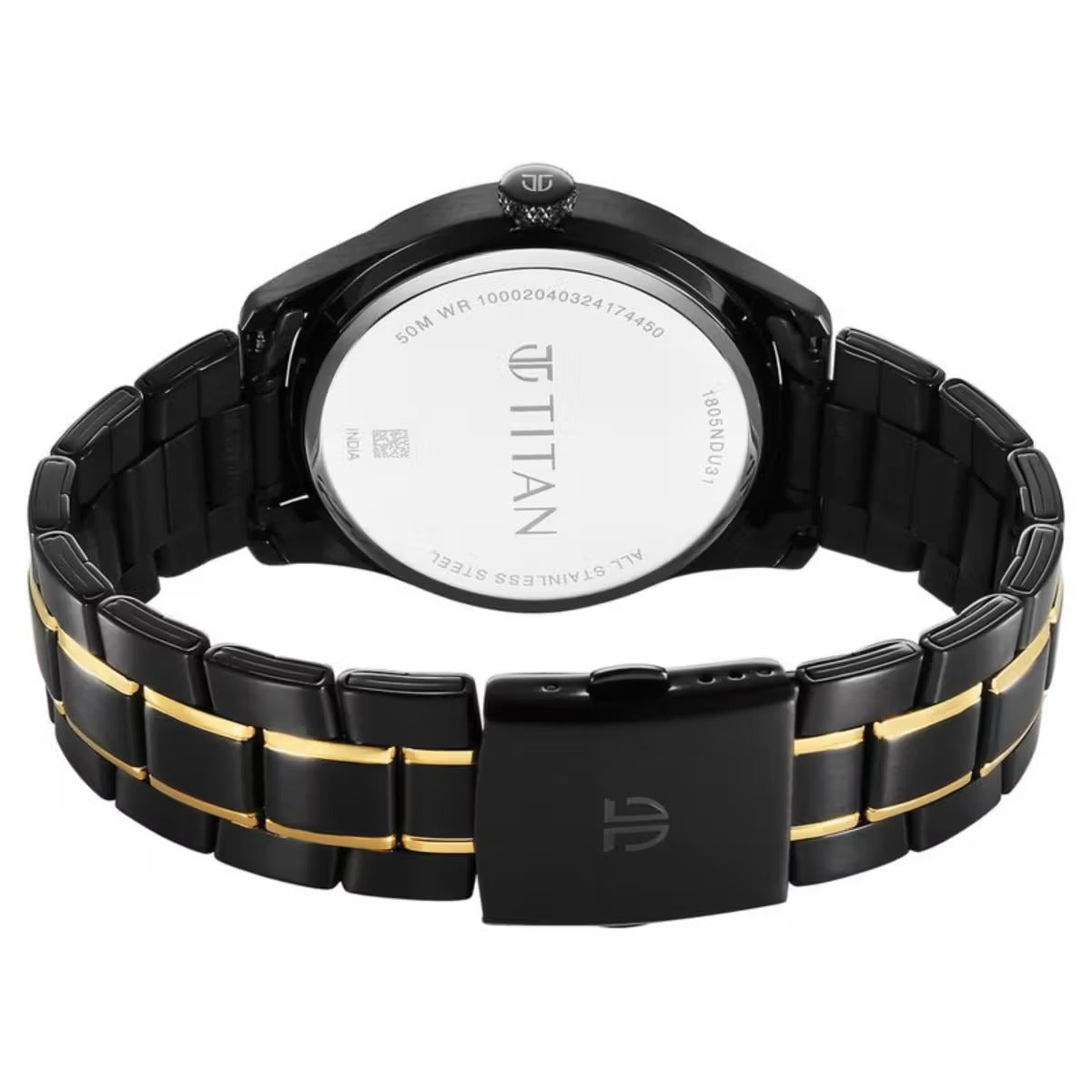 Titan Regalia Opulent Quartz Analog with Day and Date Black Dial Two Tone Men Watch 1805KM10