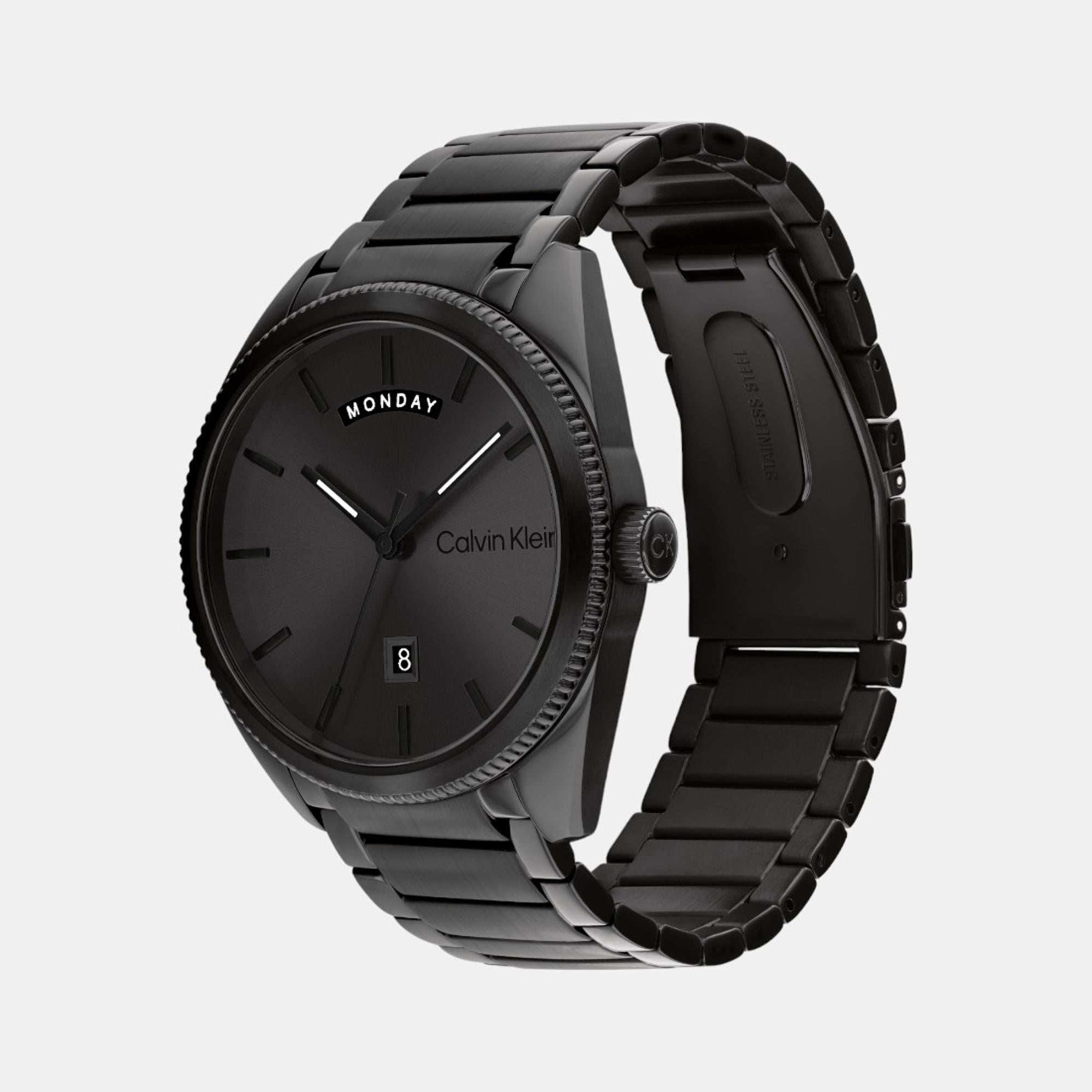 Progress Men Quartz Black Dial Analog Stainless Steel Watch 25200448