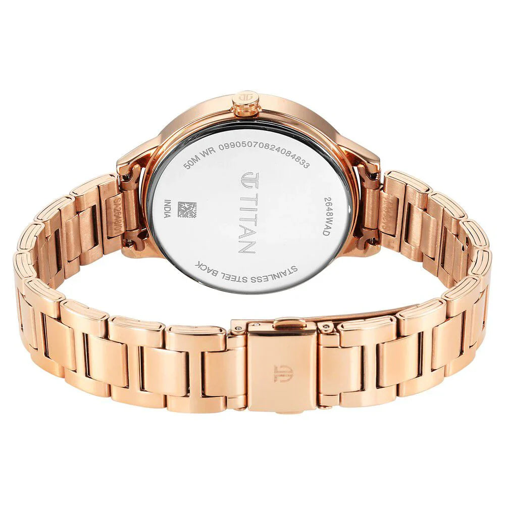 Titan Razzle Dazzle Quartz Analog Rose Gold Dial Women Watch 2648WM06