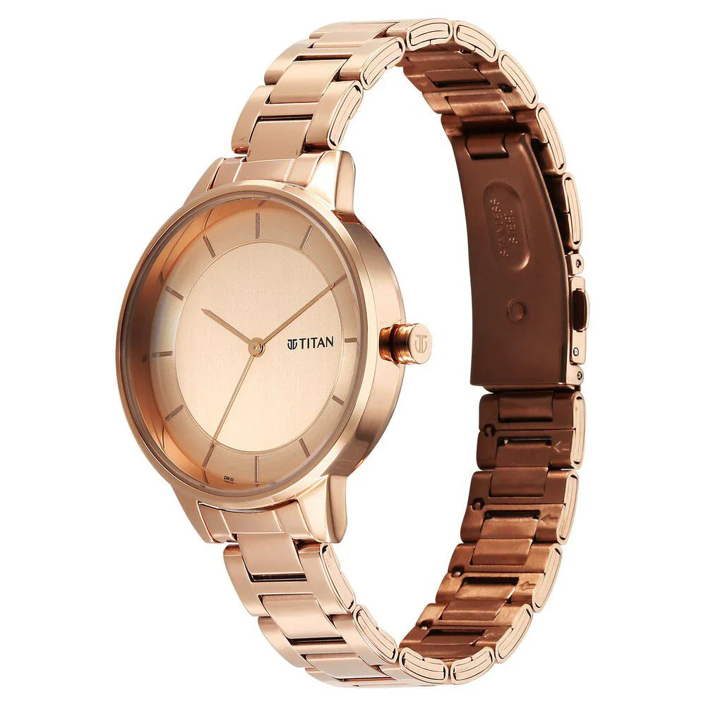 Titan Razzle Dazzle Quartz Analog Rose Gold Dial Women Watch 2648WM06