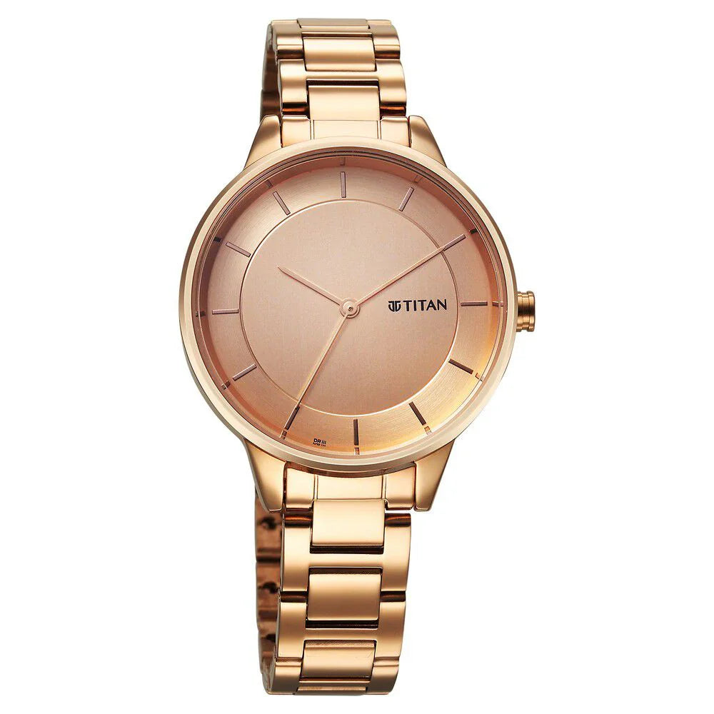 Titan Razzle Dazzle Quartz Analog Rose Gold Dial Women Watch 2648WM06