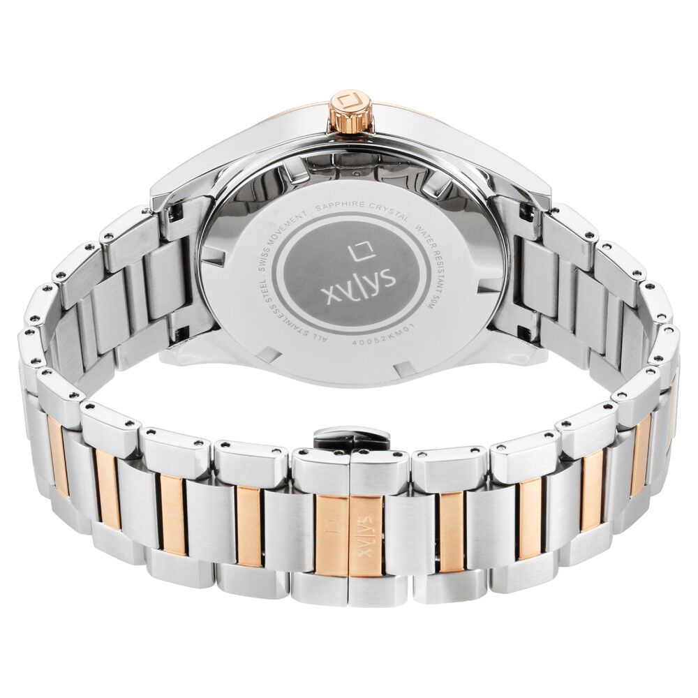 Xylys Swiss Multifunction Two Toned Stainless Steel Strap White Dial Watch For Men NS40052KM01E