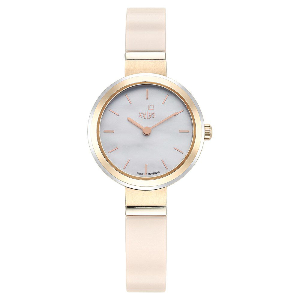 Xylys Swiss Analog Steel And Ceramic Strap Mother of Pearl Dial Watch For Women NS45014KD05E