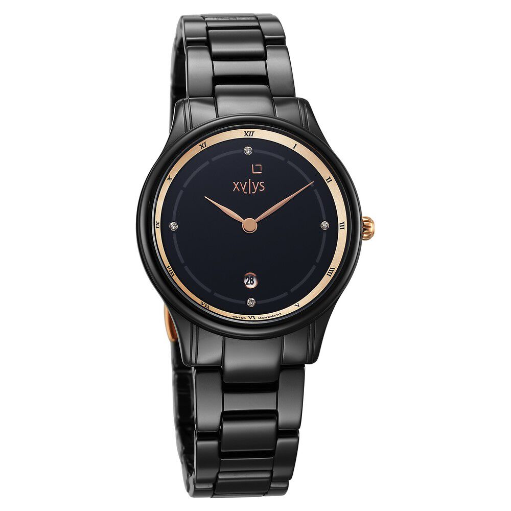 Xylys Swiss Analog with Date Black Ceramic Strap and Dial Watch For Women NS45019NC01E