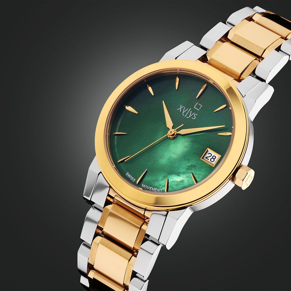 Xylys Ethereum Swiss Analog Stainless Steel Green Dial Watch for Women 45021BM01E