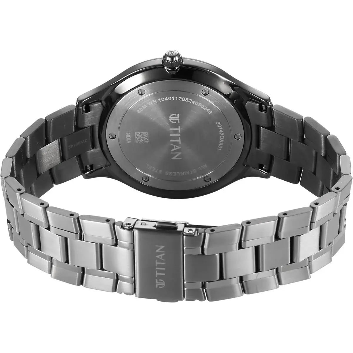 Titan Clasique Slim Quartz Analog with Date Grey Dial Men Watch 90142QM06