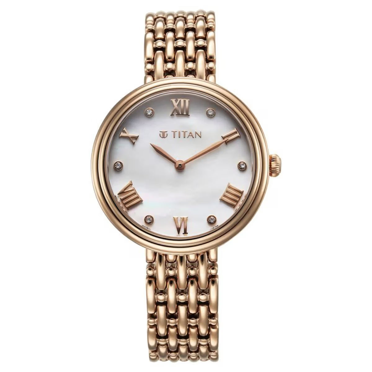 Titan Aura Quartz Analog White Mother of Pearl Dial Women Watch 95243WM01
