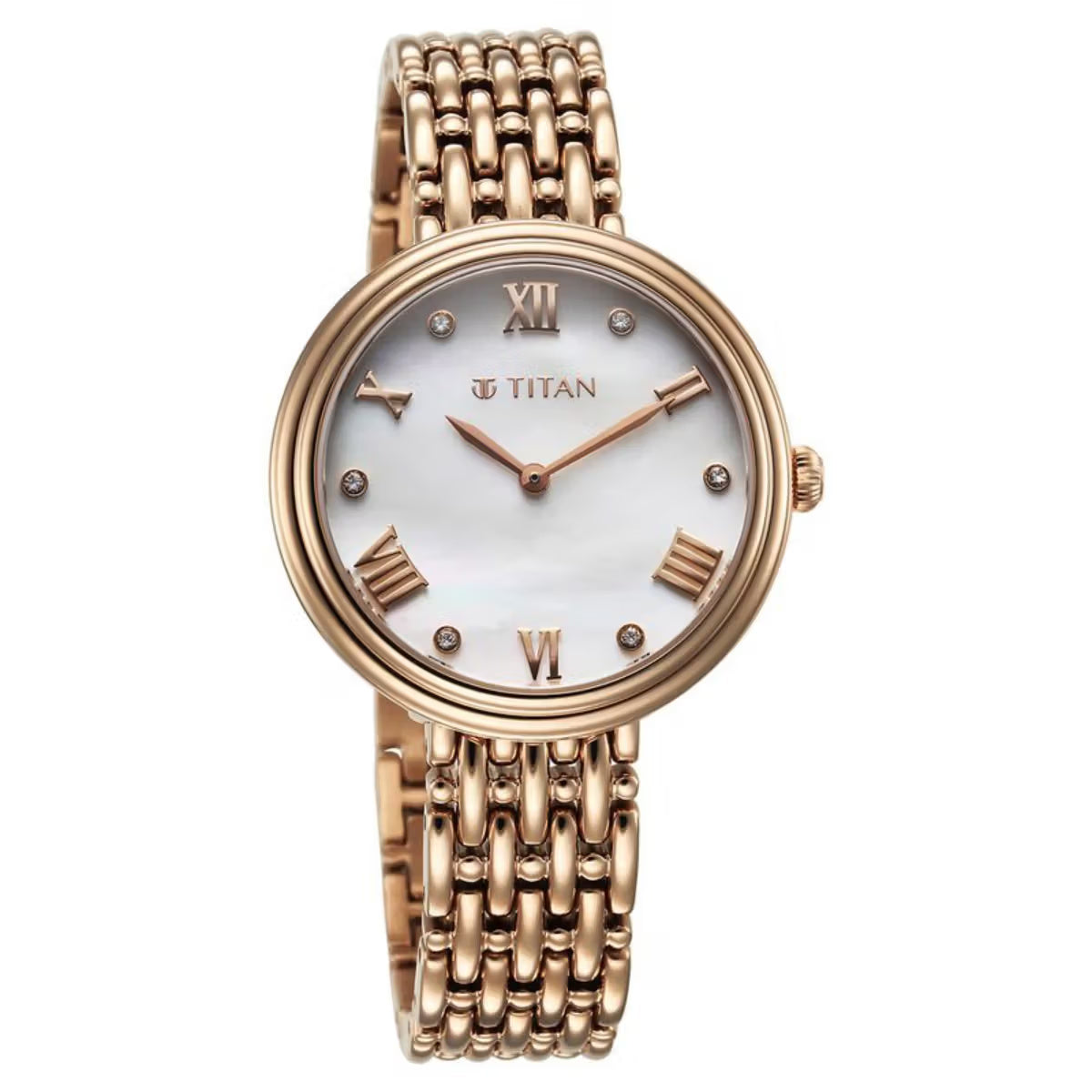 Titan Aura Quartz Analog White Mother of Pearl Dial Women Watch 95243WM01