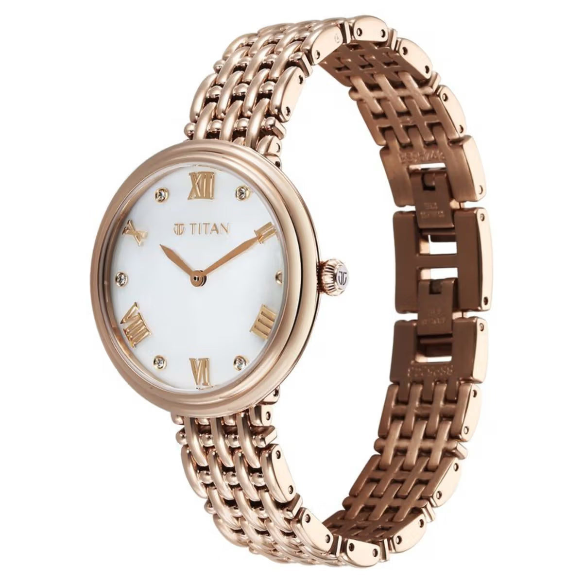 Titan Aura Quartz Analog White Mother of Pearl Dial Women Watch 95243WM01