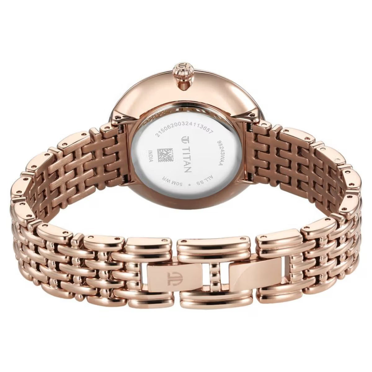 Titan Aura Quartz Analog White Mother of Pearl Dial Women Watch 95243WM01
