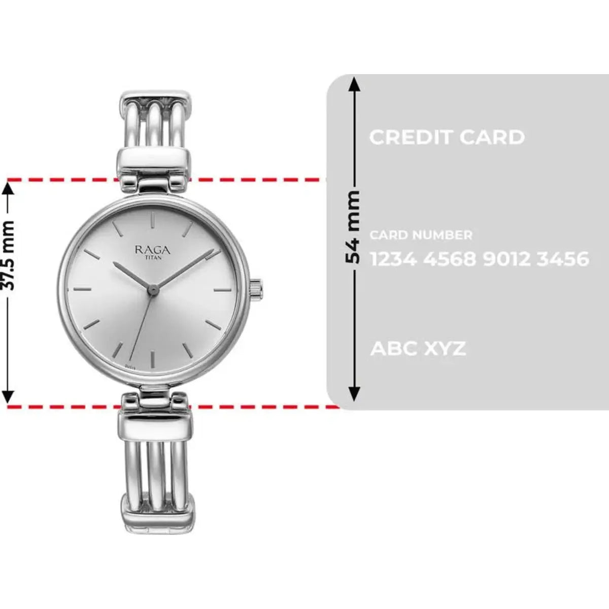 Titan Raga Showstopper Quartz Analog Silver Dial Metal Strap Watch for Women 95263SM01