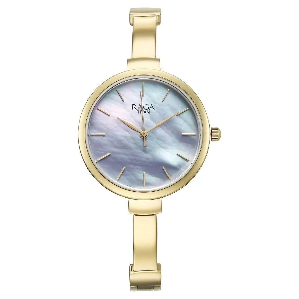Titan Raga Showstopper Quartz Analog Mother Of Pearl Dial Watch for Women 95273YM01