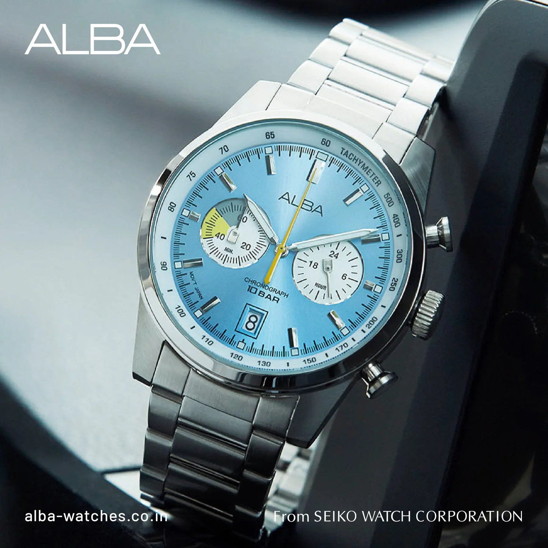 ALBA Sky Blue + White Dial Chronograph Men's Watch A4B011X1
