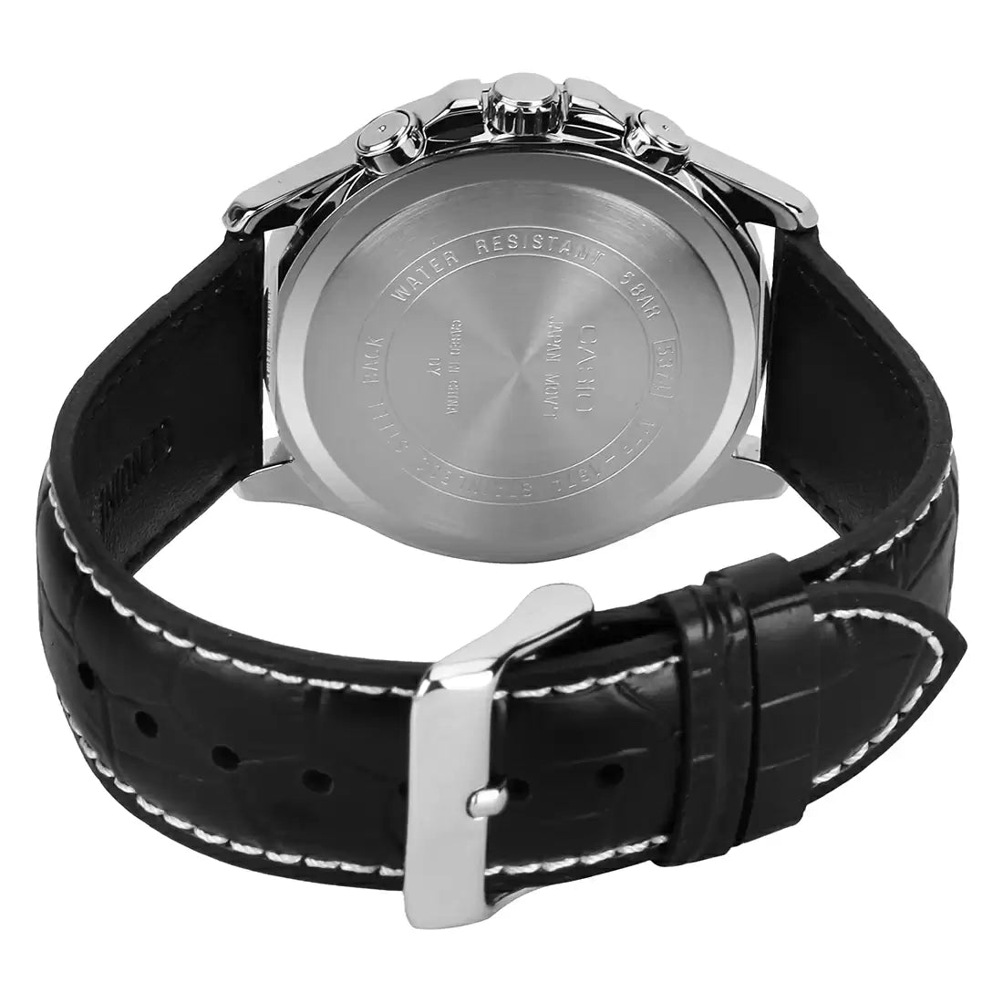 Casio A834 ENTICER MEN MTP-1374L-1AVDF Black Leather Watch