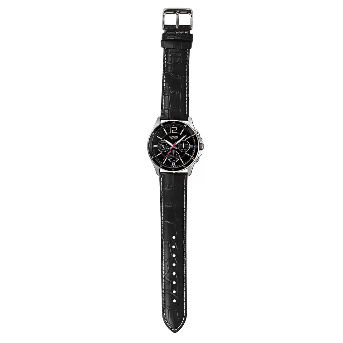 Casio A834 ENTICER MEN MTP-1374L-1AVDF Black Leather Watch
