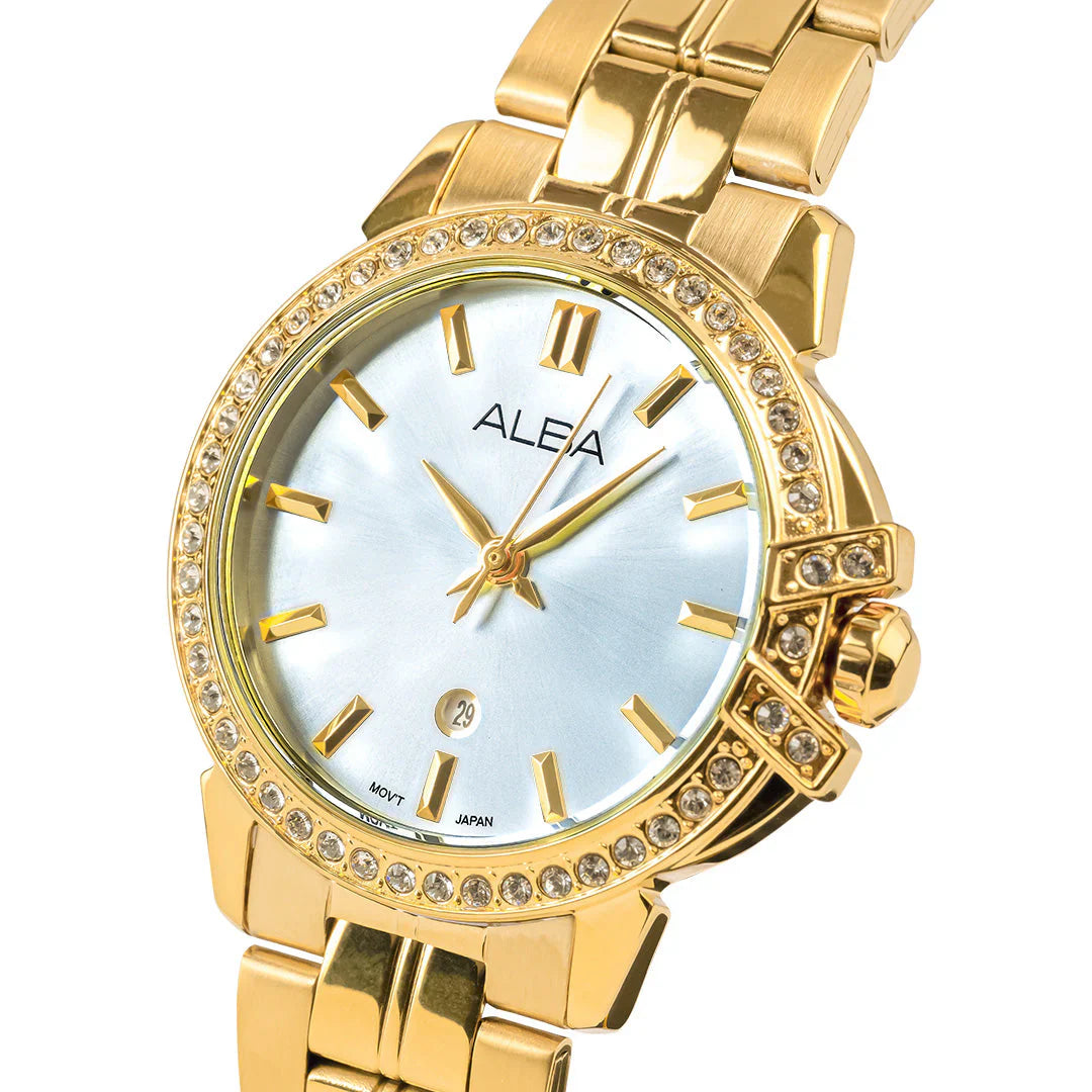 ALBA Yellow Gold Ladies Watch with Mother of Pearl Dial and Crystals AH7CX0X1