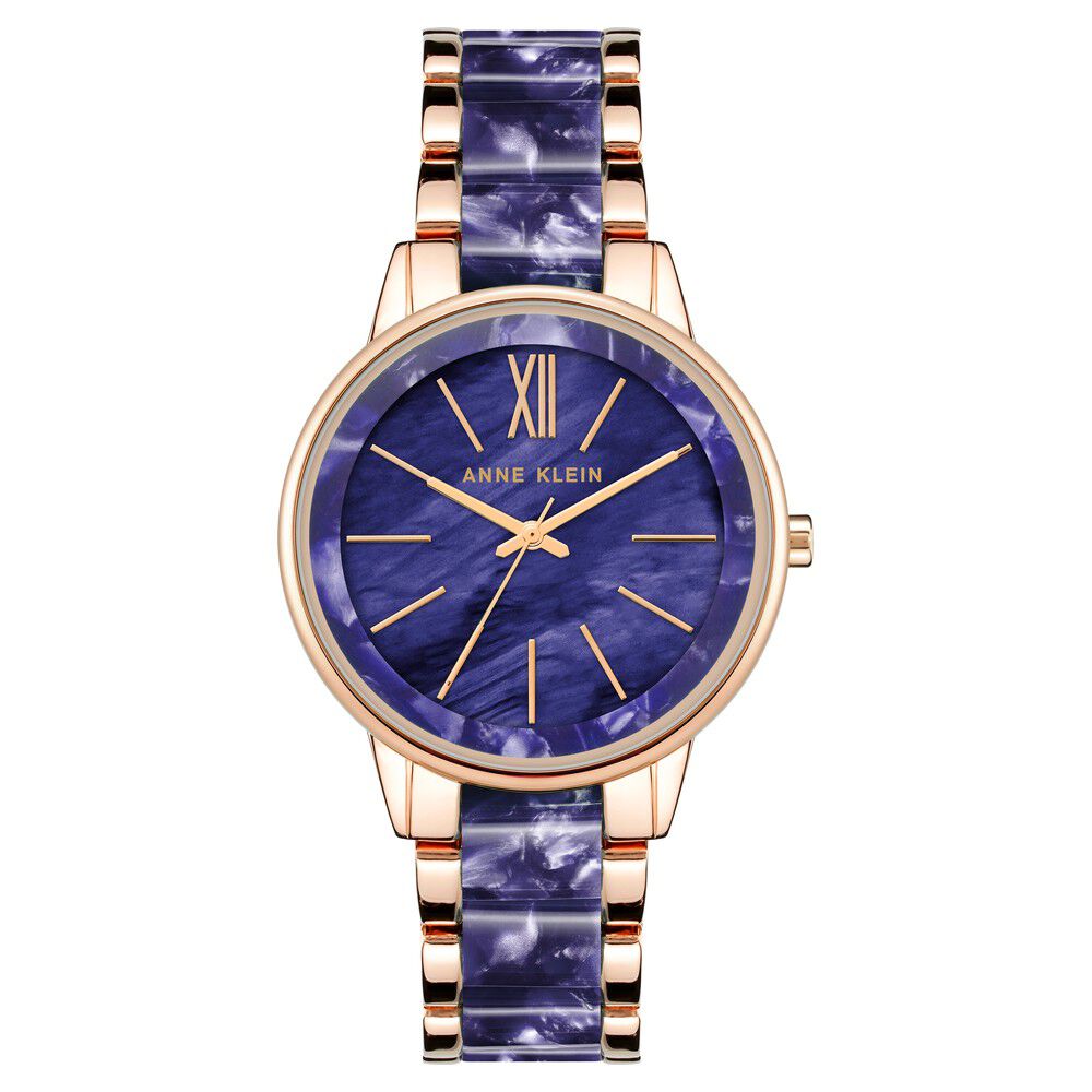 Anne Klein Quartz Analog Blue Dial Plastic Strap Watch for Women NDAK1412NVRG