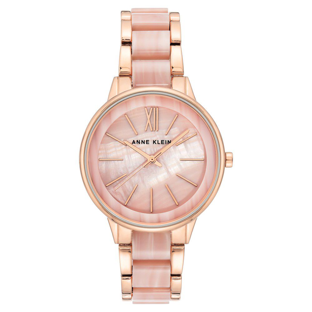 Anne Klein Quartz Analog Pink Dial Plastic Strap Watch for Women NEAK1412PKRG