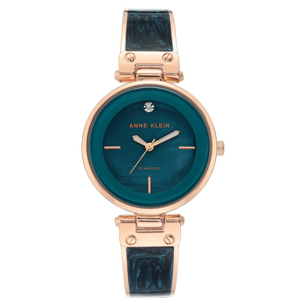 Anne Klein Quartz Analog Green Dial Metal Strap Watch for Women NEAK2512TERG