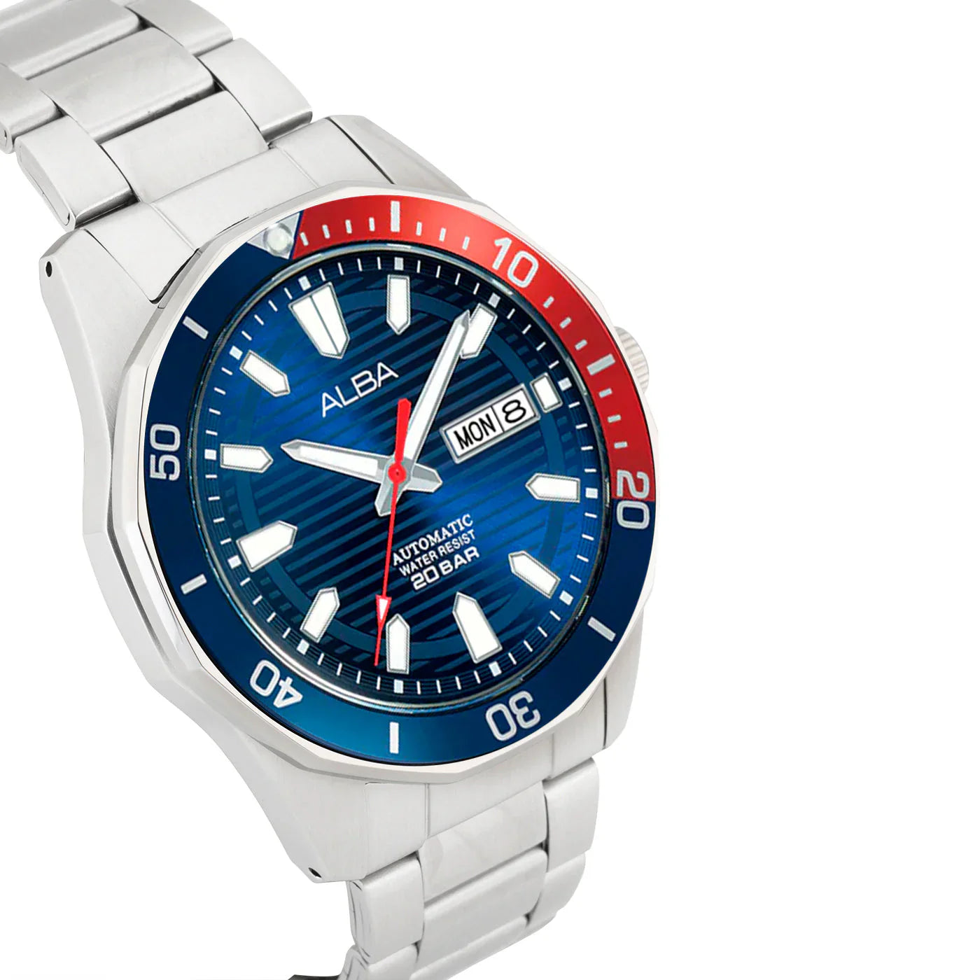 ALBA Azure Dial Automatic with Blue+Red Rotating Bezel Men Watch AL4455X1