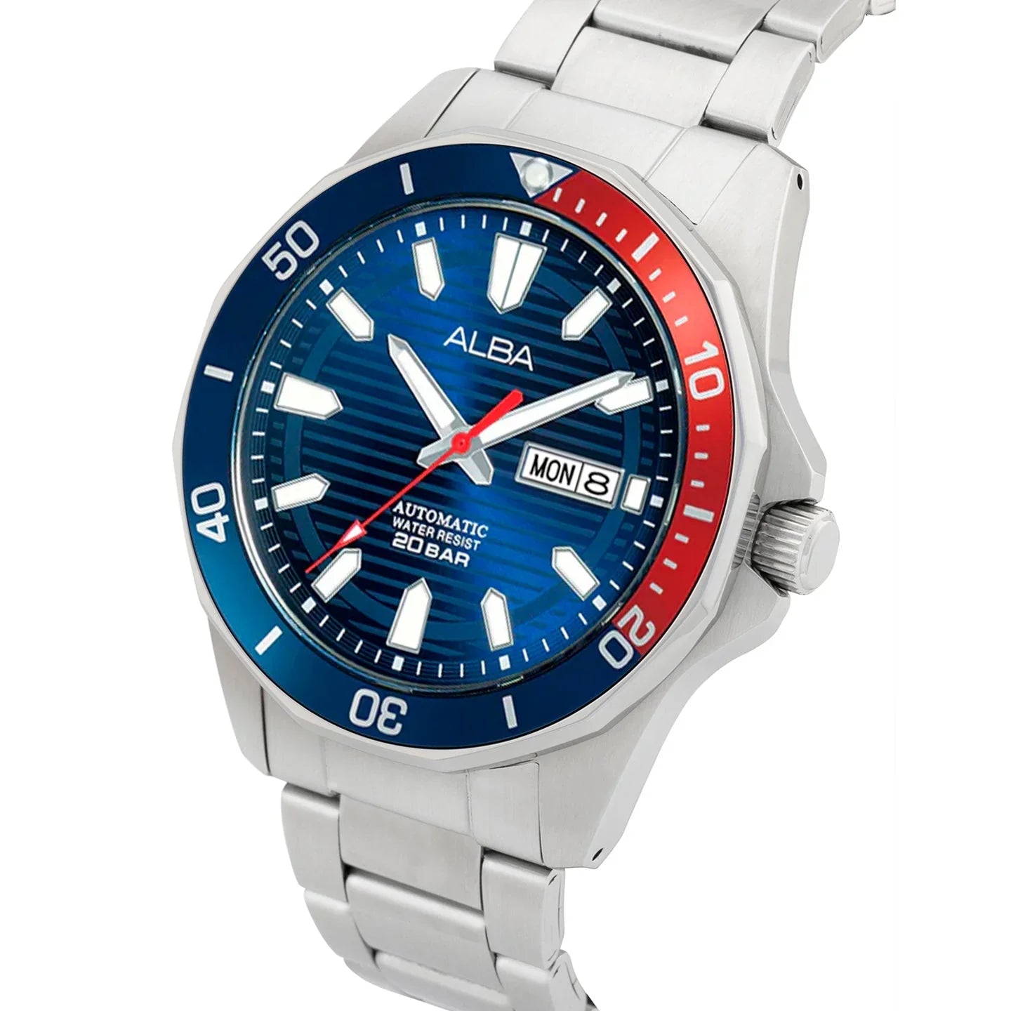ALBA Azure Dial Automatic with Blue+Red Rotating Bezel Men Watch AL4455X1