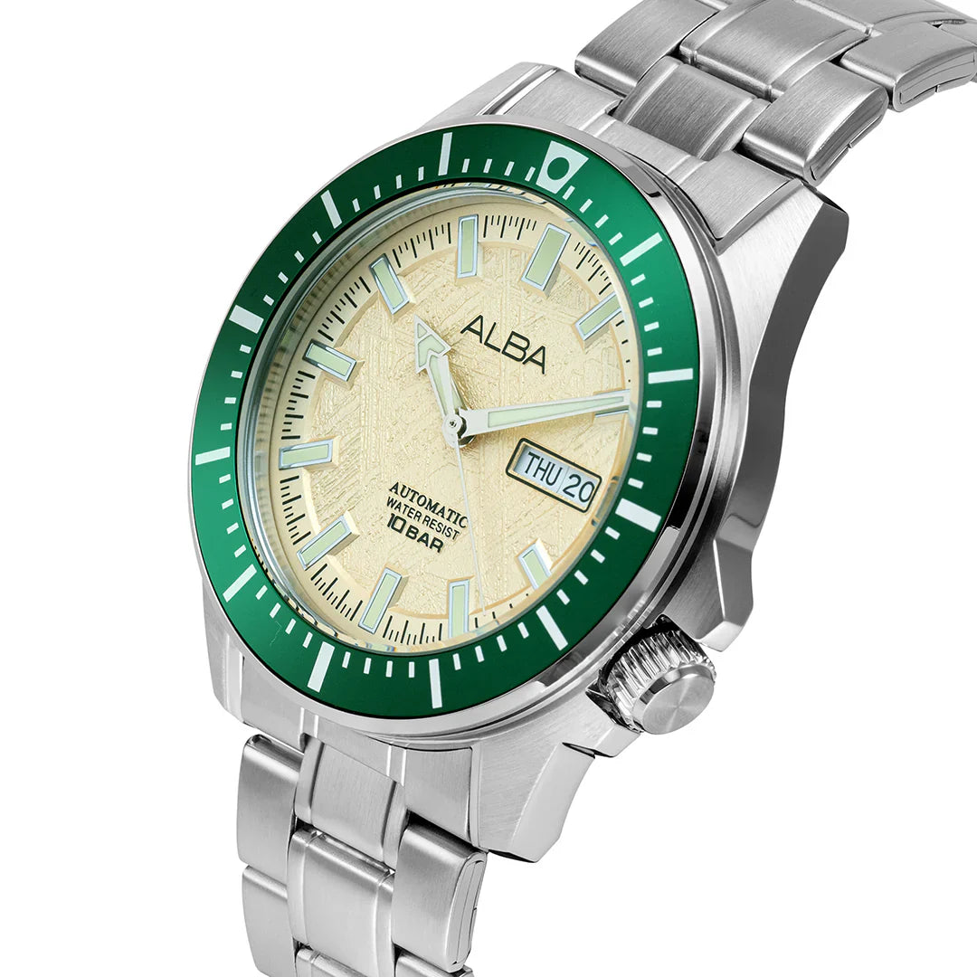 ALBA Cream & Green Dial Automatic Men Watch AL4719X1