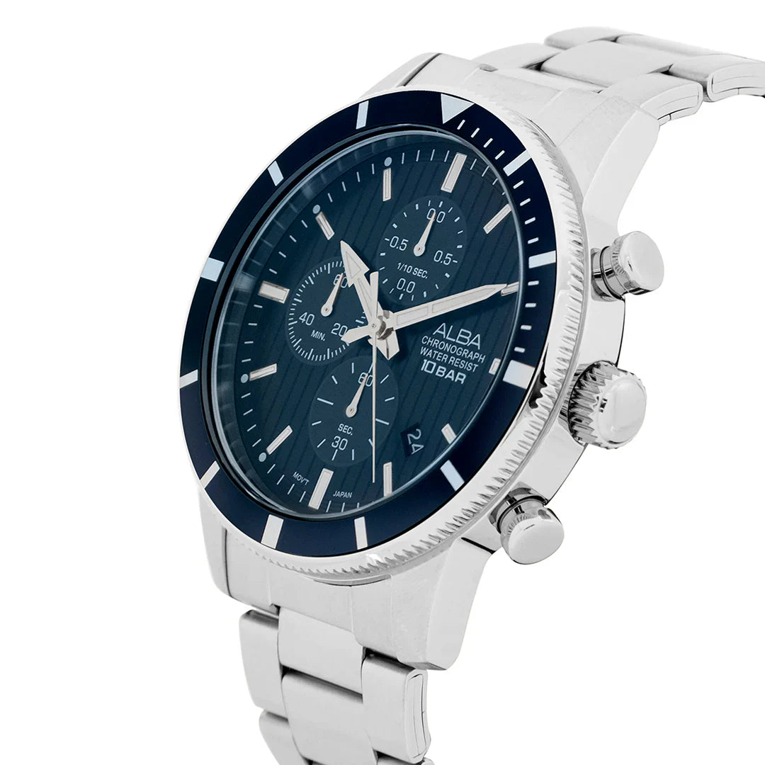 ALBA Blue Patterned Dial Chronograph Men's Watch AM3955X1