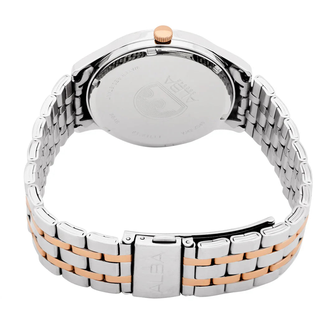 ALBA White Marble Dial with Rose Gold+Silver Metal Strap Men's Watch AS9R28X1