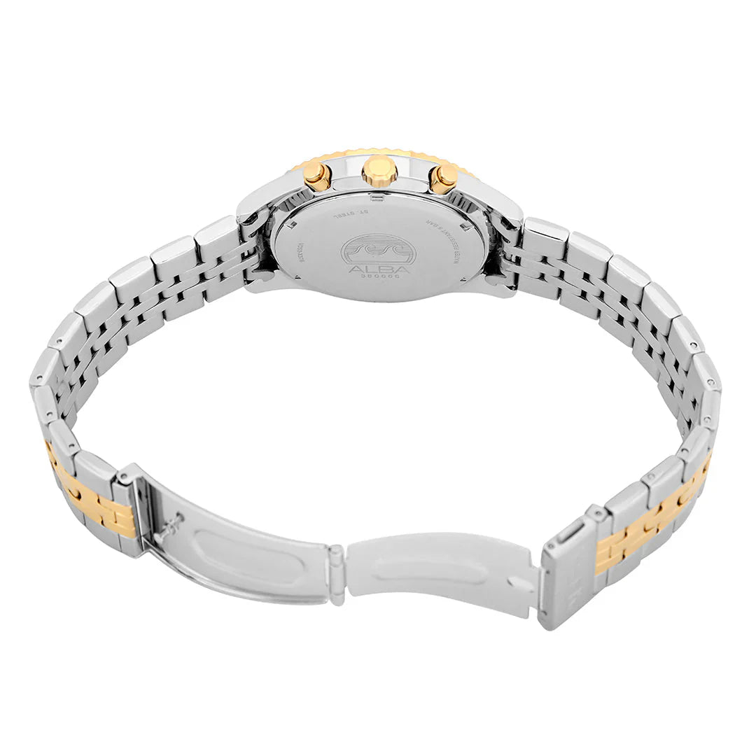 ALBA White+Gold Dial Chronograph Men Watch AT3H14X1