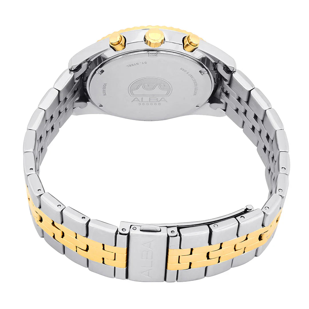 ALBA White+Gold Dial Chronograph Men Watch AT3H14X1