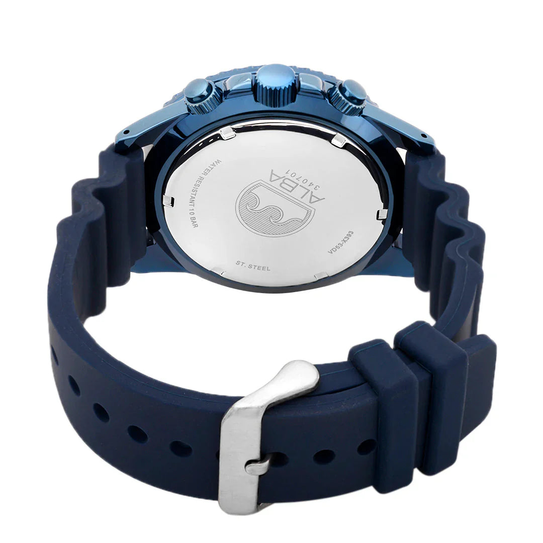 ALBA Cobalt Blue Dial With Blue+Orange Bezel Chronograph Men Watch AT3J45X1