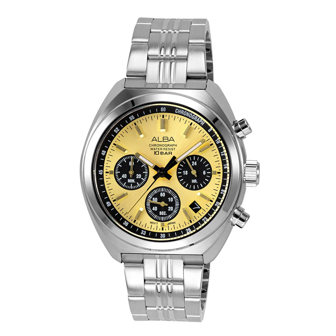 ALBA Gold Dial Panda Chronograph Analog Men's Watch AT3K01X1