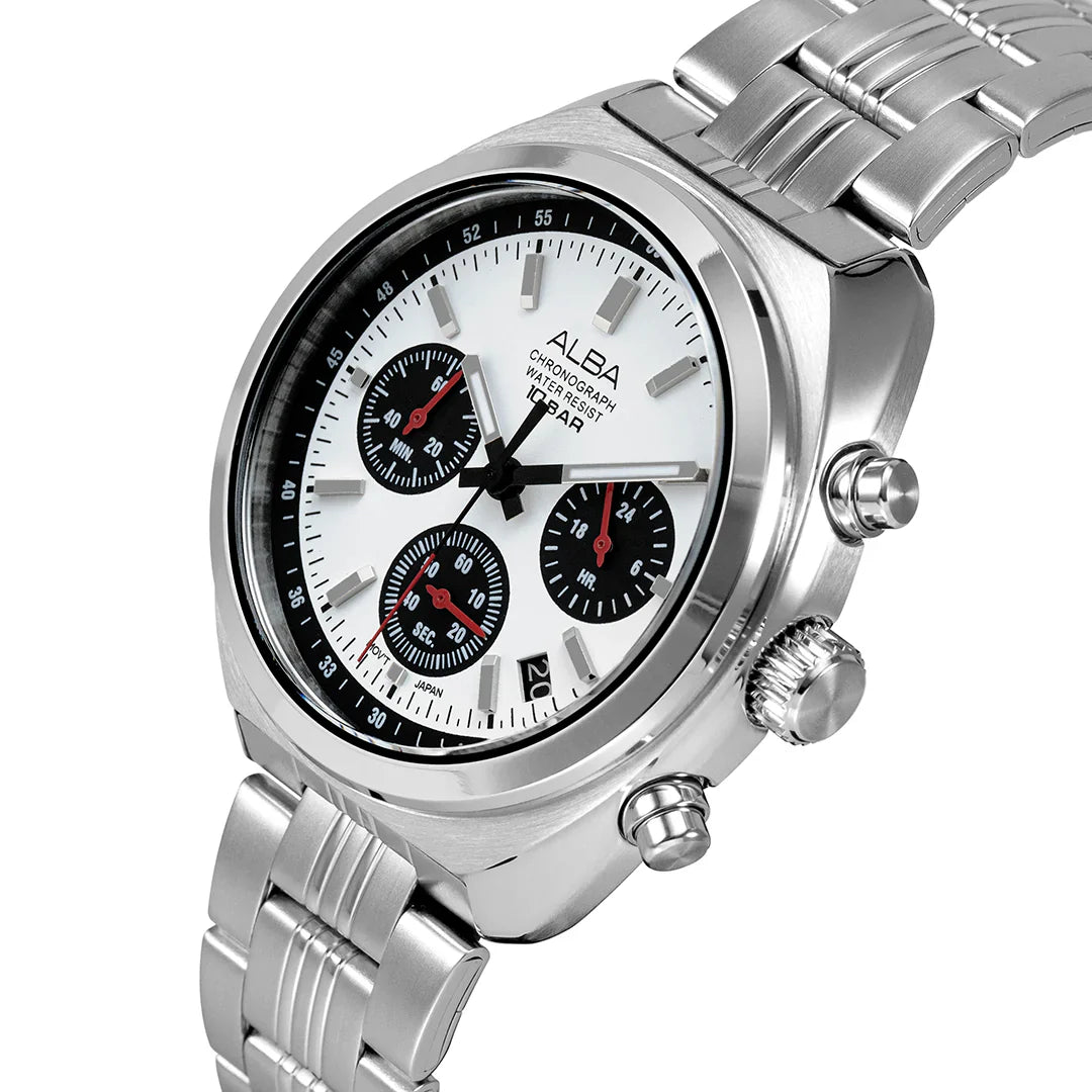 ALBA Seashell White Panda Dial Chronograph Men's Watch AT3K11X1