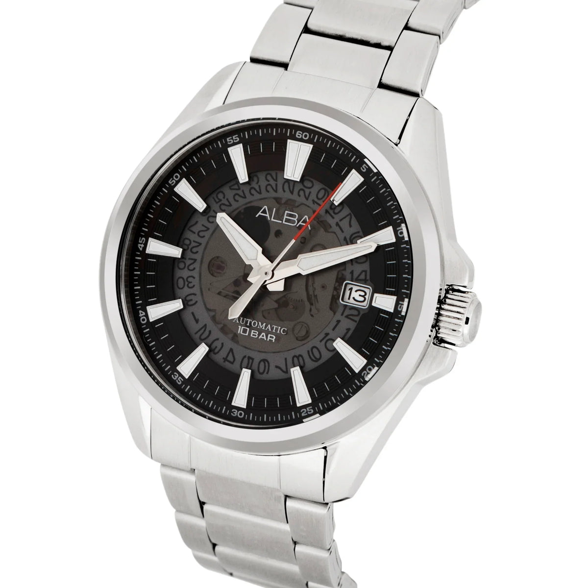 Alba Skeleton ALBA Black Skeleton Dial Watch with White Hands Automatic Men's Watch