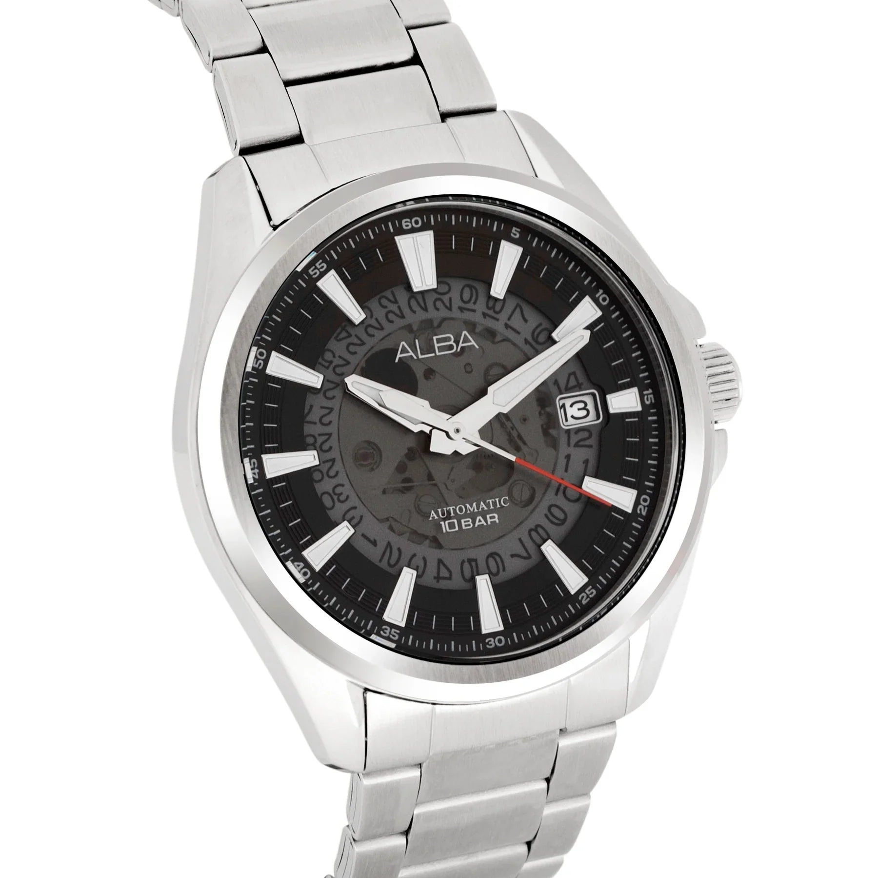 ALBA Black Skeleton Dial Watch with White Hands Automatic Men's Watch - AU4031X1