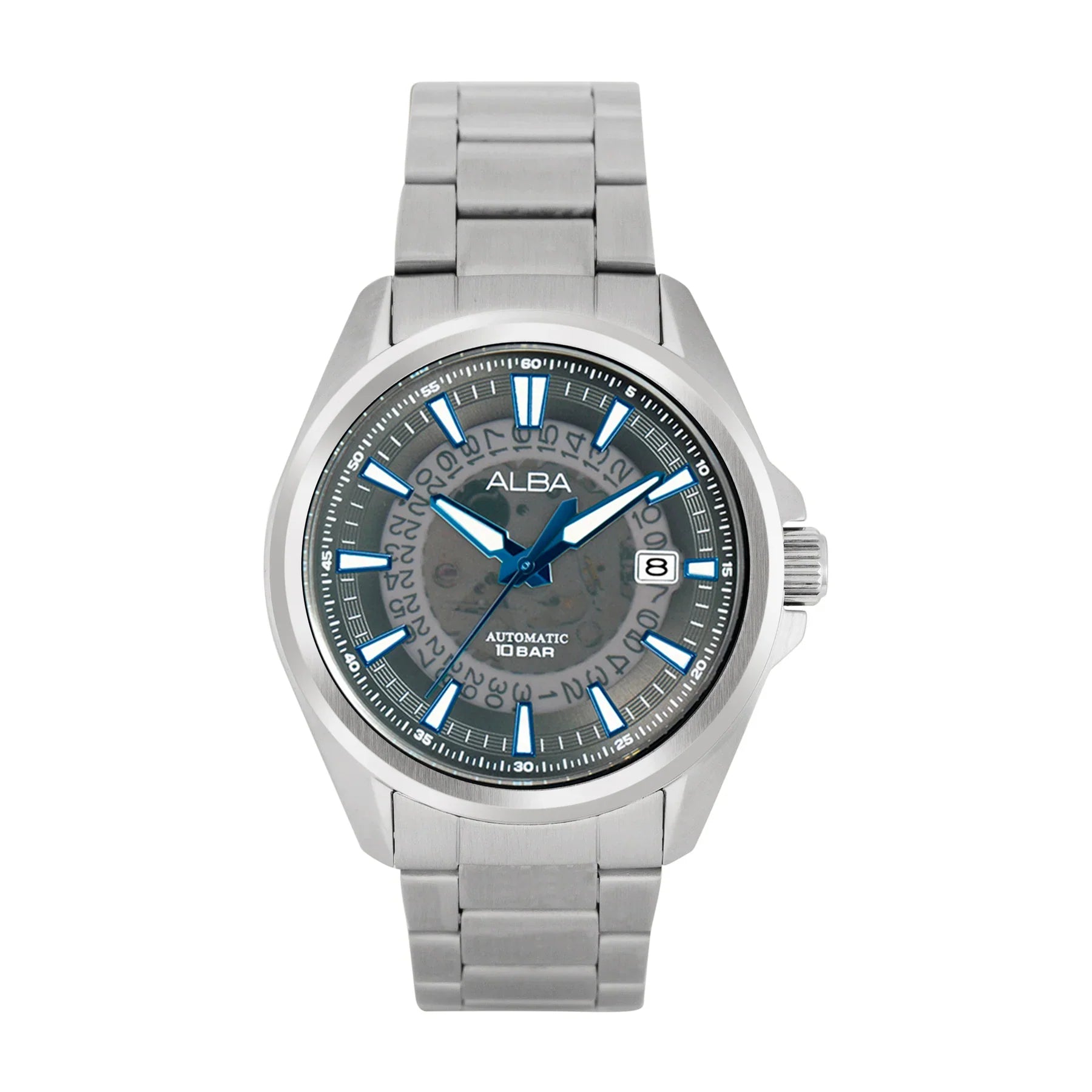 ALBA Black Skeleton Dial with Blue Hands Automatic Men's Watch - AU4033X1