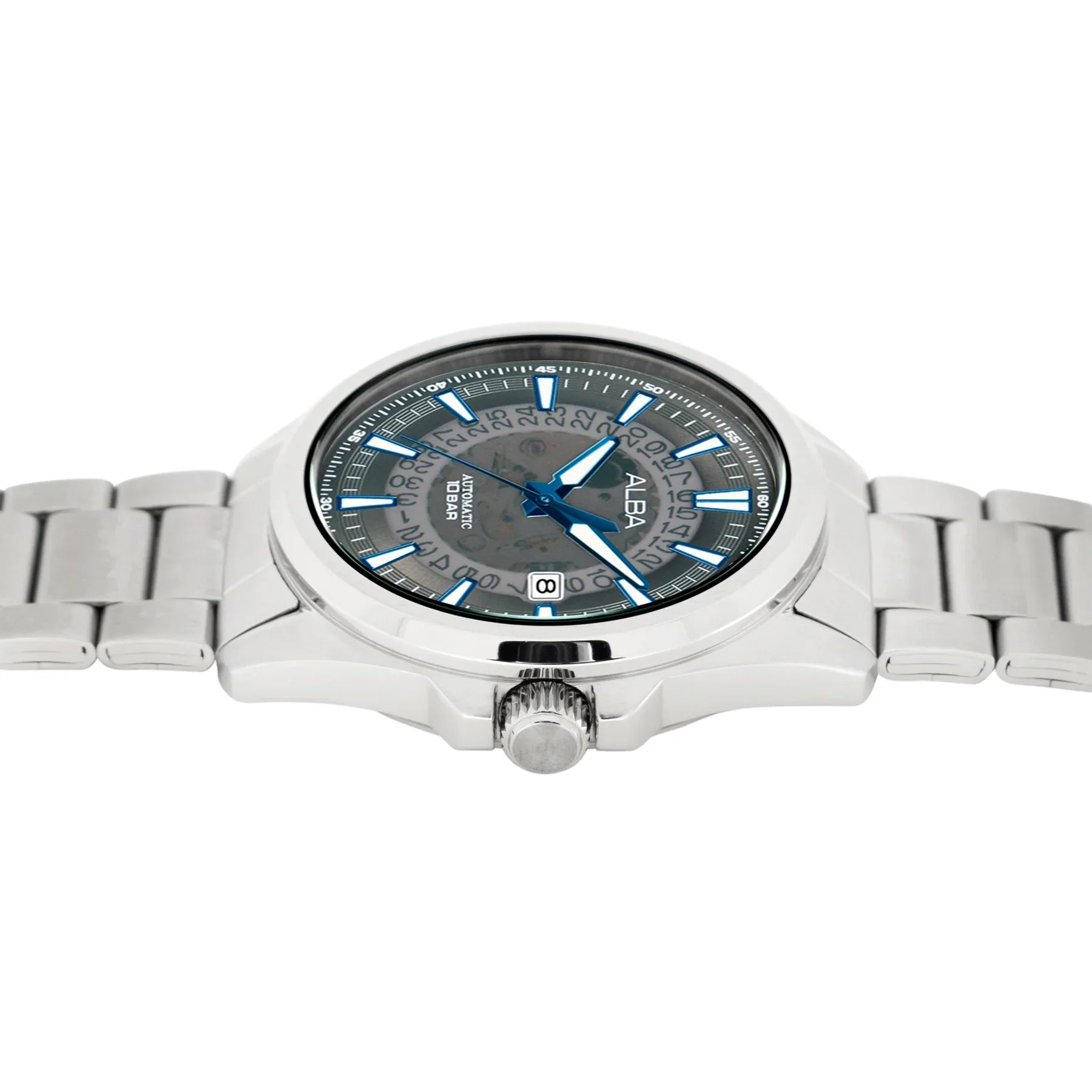 ALBA Black Skeleton Dial with Blue Hands Automatic Men's Watch - AU4033X1