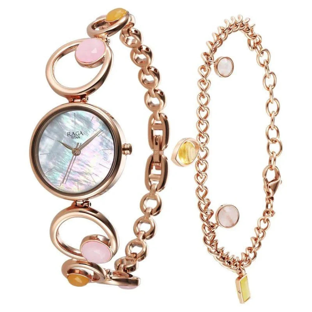 Titan Raga New You Quartz Analog Mother Of Pearl Dial Watch For Women 95194WM01F