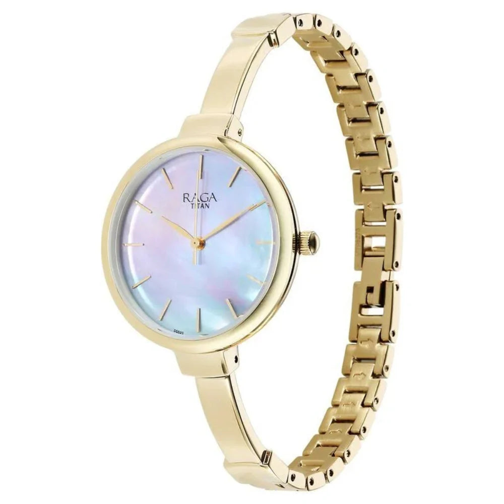 Titan Raga Showstopper Quartz Analog Mother Of Pearl Dial Watch for Women 95273YM01