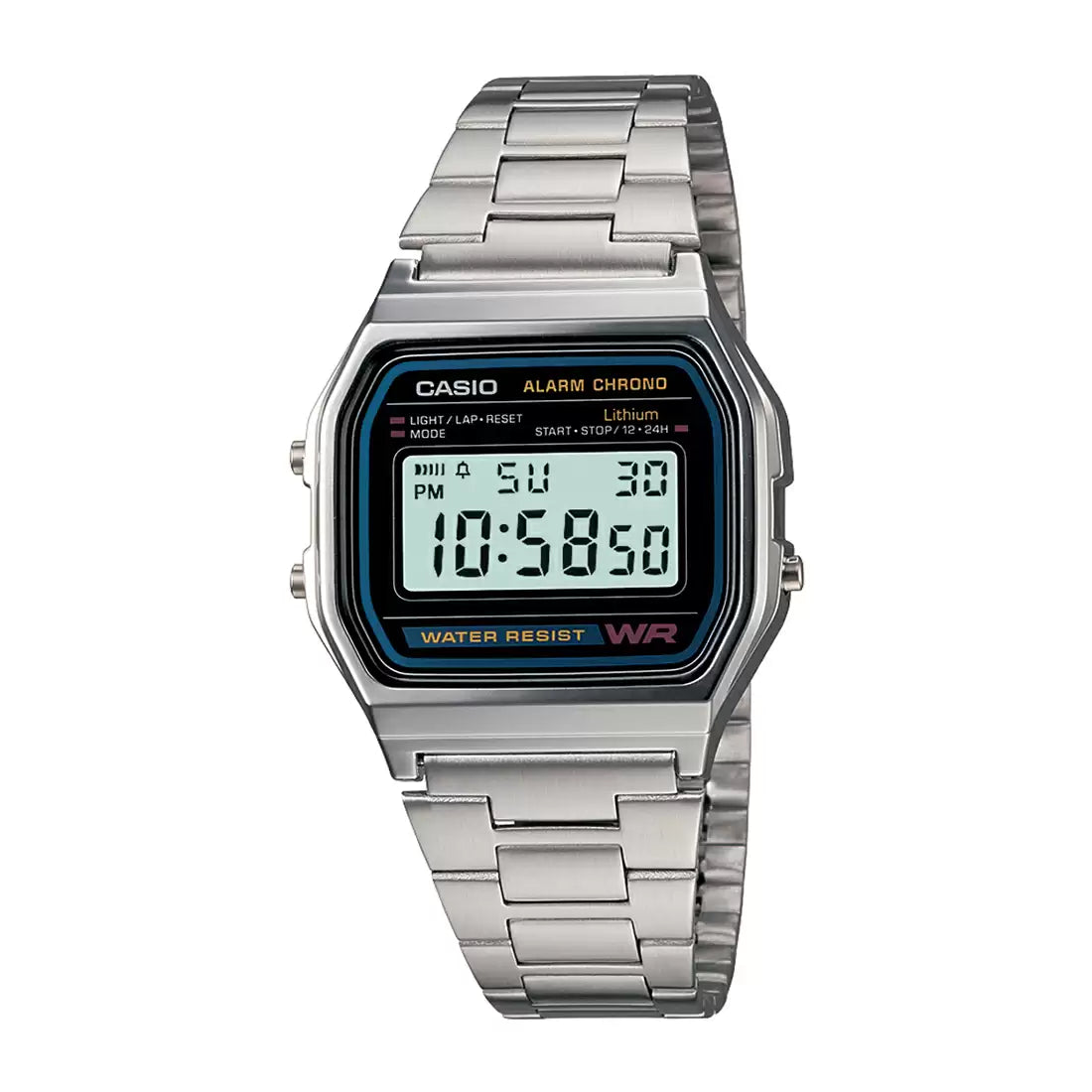 Casio VINTAGE COLLECTION A-158WA-1Q Silver Digital Watch Unisex - D011