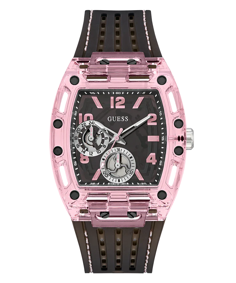GUESS Mens Sporting Pink Black Multi-function Watch GW0032G3