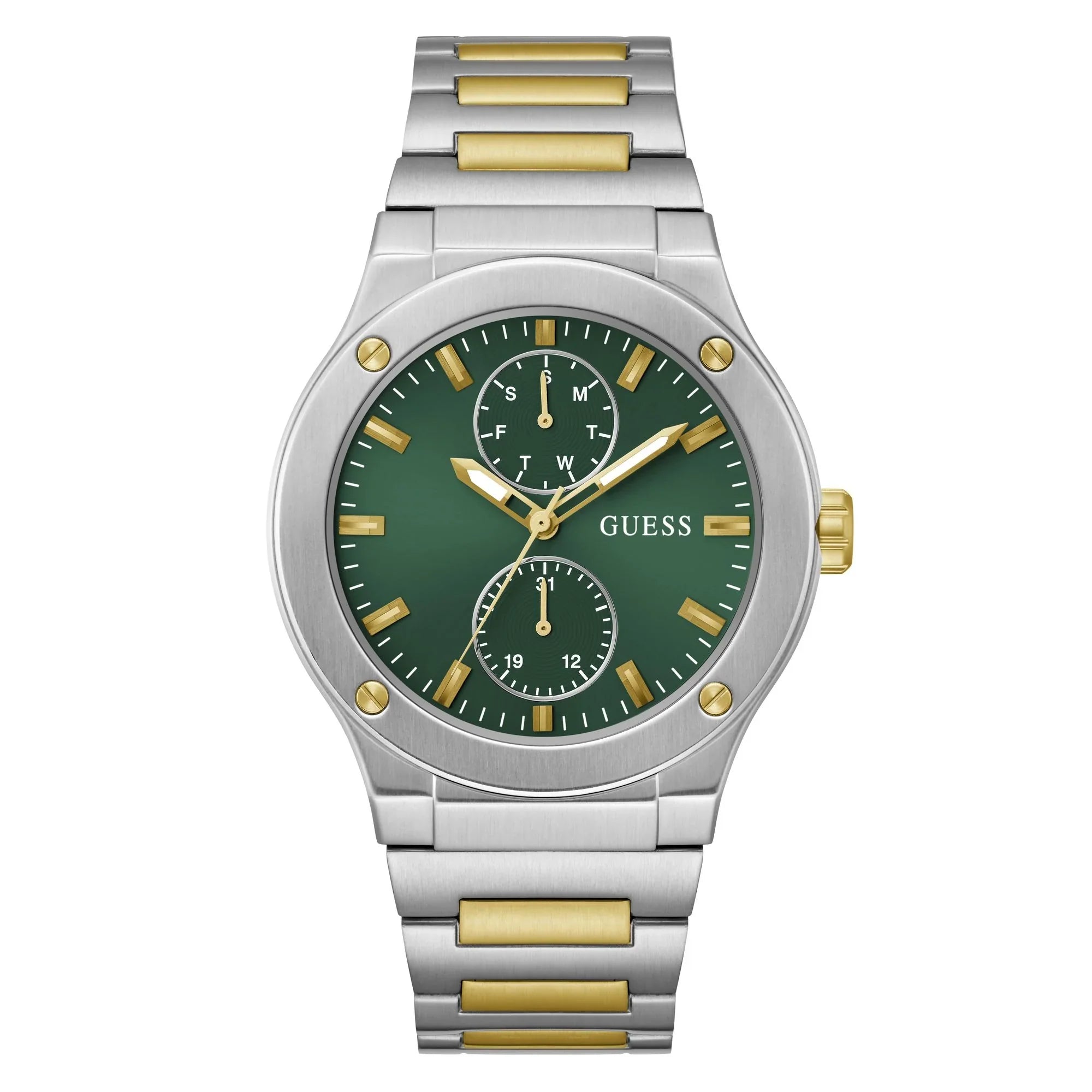 GUESS Jet Green Dial Two-Tone Men's Watch GW0795G1