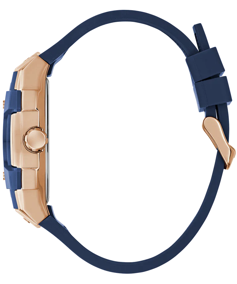 GUESS Mens Blue Rose Gold Tone Multi-function Watch - GW0956G4