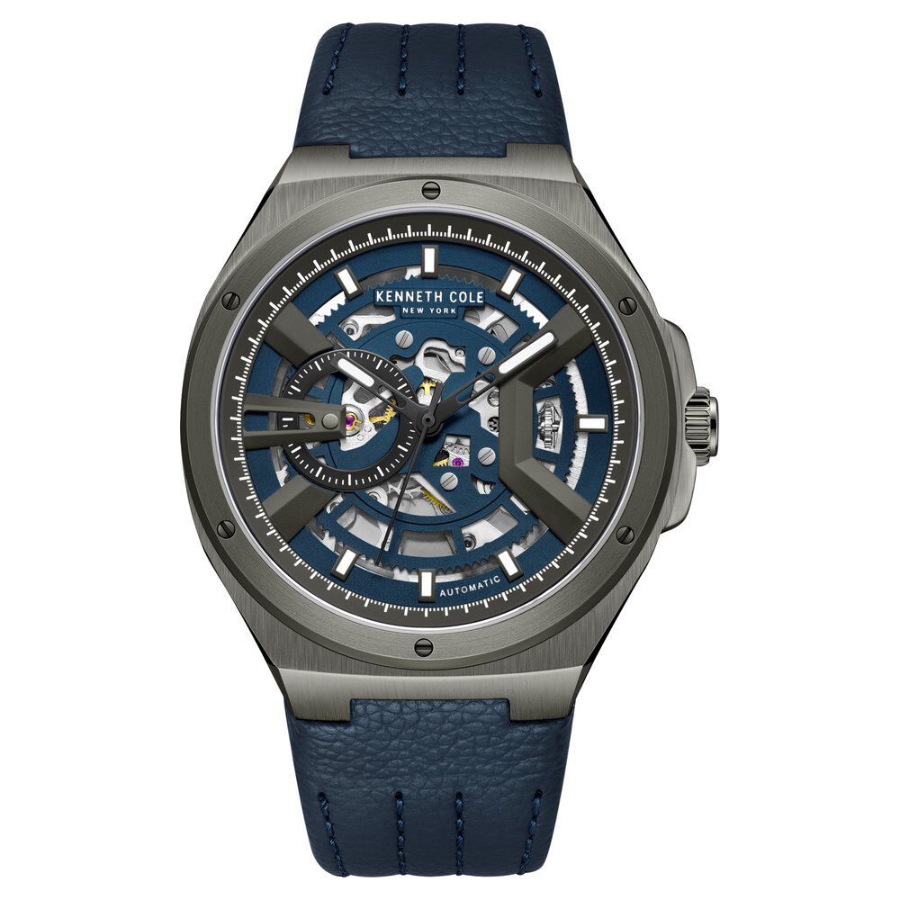 Kenneth Cole Automatic Analog Blue dial Leather Strap Watch for Men