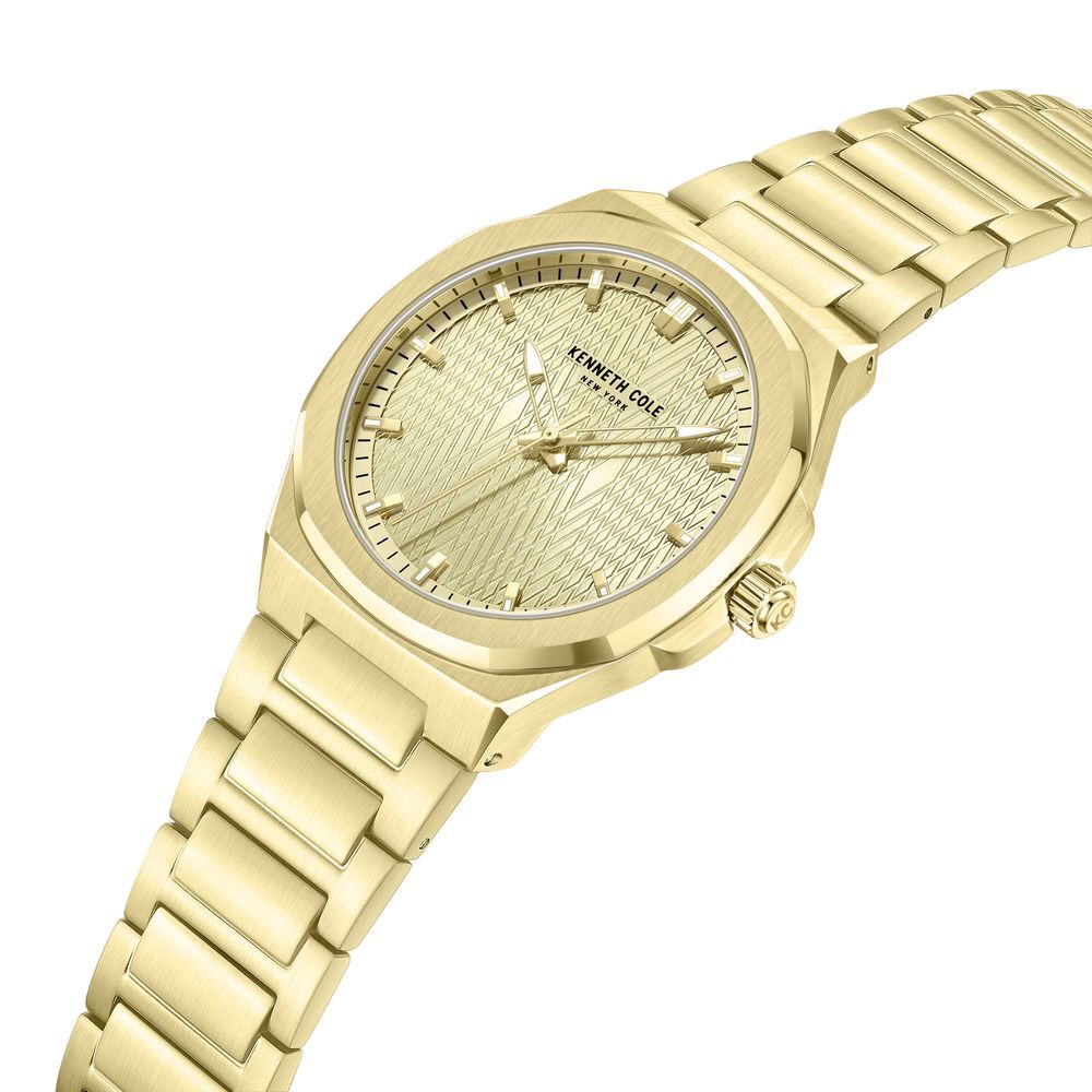 Kenneth Cole Quartz Analog Golden Dial Stainless Steel Strap Watch For Men KCWGG0047001MN