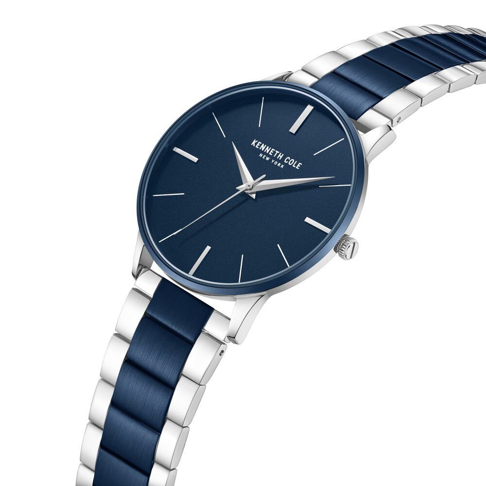 Kenneth Cole Quartz Analog Blue Dial Two Toned Stainless Steel Strap Watch For Couple