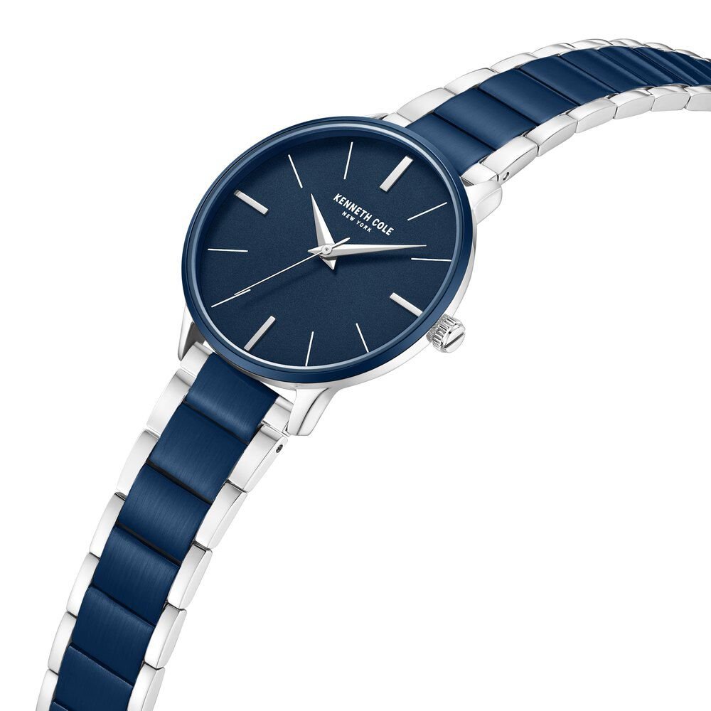 Kenneth Cole Quartz Analog Blue Dial Two Toned Stainless Steel Strap Watch For Couple