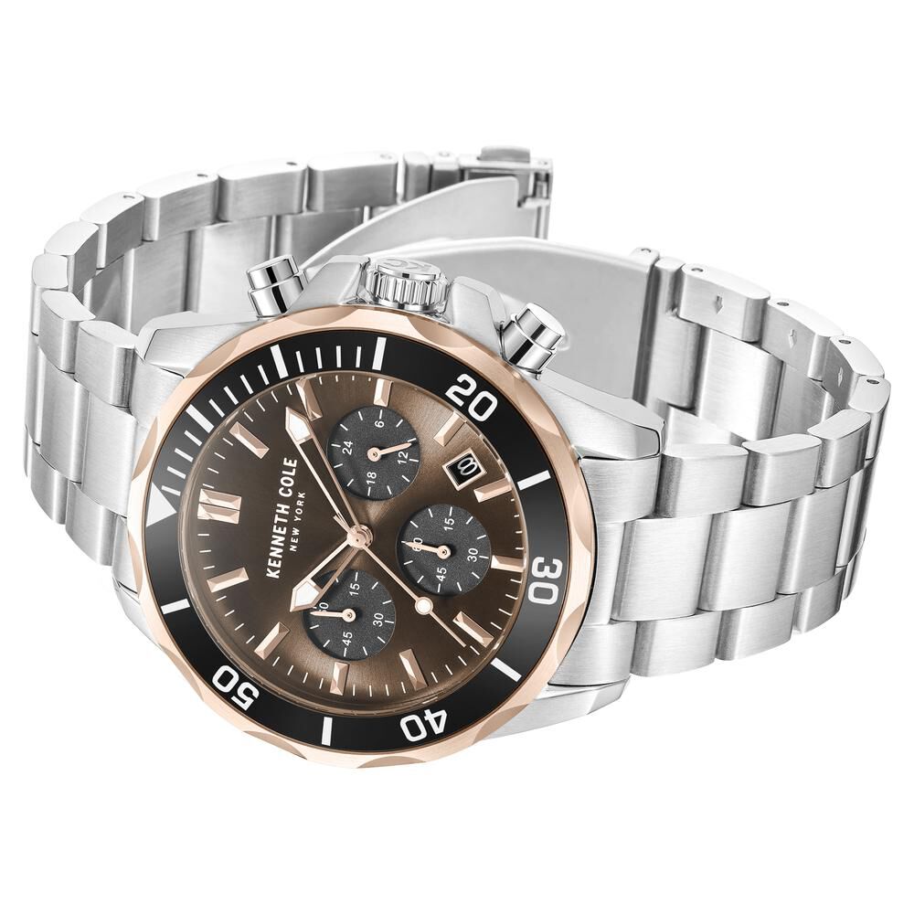 Kenneth Cole Quartz Chronograph Brown dial Metal Strap Watch for Men KCWGI0027101MN
