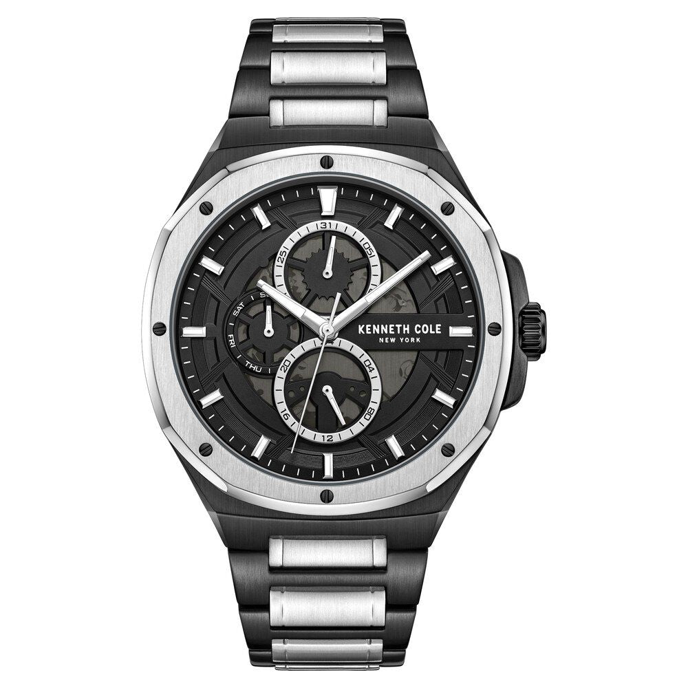Kenneth Cole Multifunction Black Dial Stainless Steel Strap Watch For Men KCWGK0047203MN